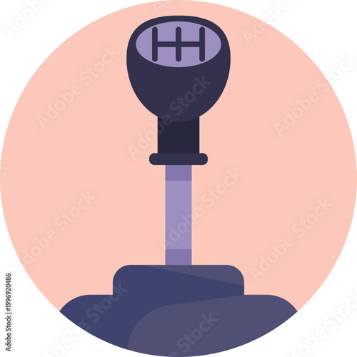 A simple vertical stick with a rounded knob, often paired with a basic shift pattern (e.g., H-layout), representing manual gear control in racing vehicles.