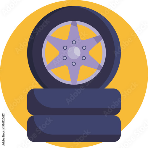 A simple circular wheel with a bold outer rim and subtle inner spokes, representing speed and vehicle performance.