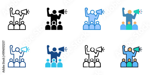 Public relations icons set multiple style collection. Editable stroke 
