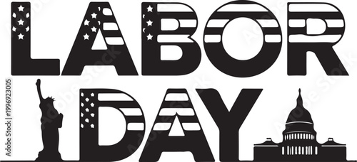 Labor Day, tools, crossed wrench and screwdriver, gear icon, black vector graphic isolated on Transparent Background