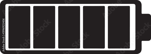 Battery icon vector showing power level, energy charge status, and electricity storage concept