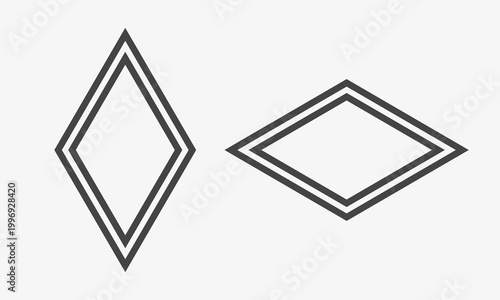 Lozenge outline figures. Diamond shapes thin lines forms. Vector