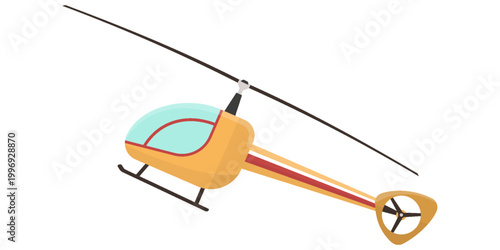 Small yellow private helicopter illustration isolated on white. This vector is suitable for web, presentations, advertisements, travel infographics, and aviation-themed designs.