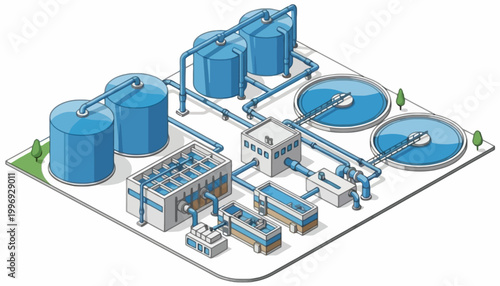 Industrial water treatment plant for purification and recycling of water resources