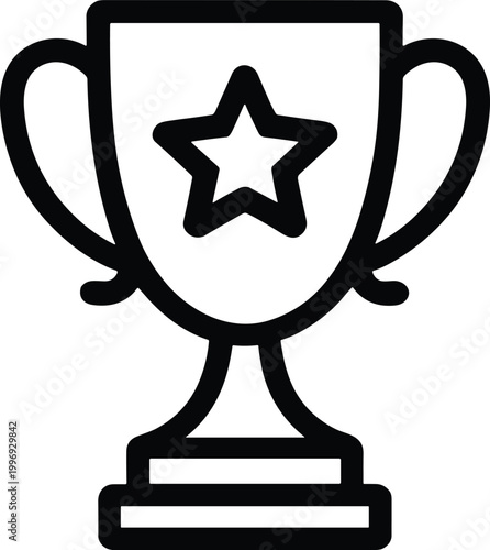 Black and white trophy cup with star in center vector illustration EPS PNG file