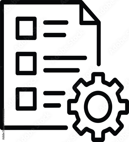 Black and white line of checklist and gear vector illustration EPS PNG file