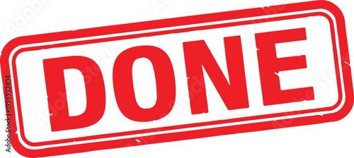 A red stamp with the word DONE on a white background