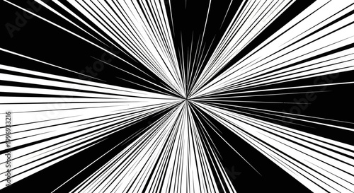 Abstract Black and White Radial Speed Lines Background