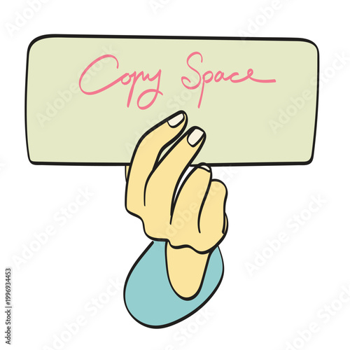 hand holding sign with copy space illustration vector isolated on white background