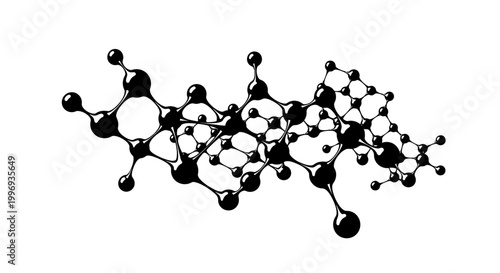Abstract Molecular Structure Model in Black and White