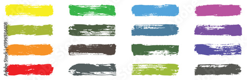 Colorful paint strokes. Set of colorful brush strokes, lines. Grungy brushes collection. Rectangle brush collection.