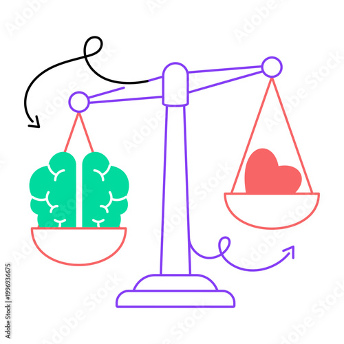 Flat style icon showing decision scale concept
