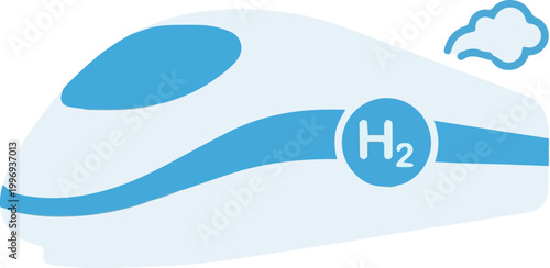 Hydrogen fuel cell powered express train icon representing sustainable green energy railway transit solutions