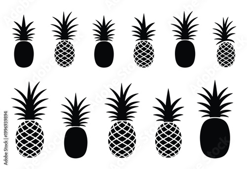 Pineapple Silhouettes Vector Illustration