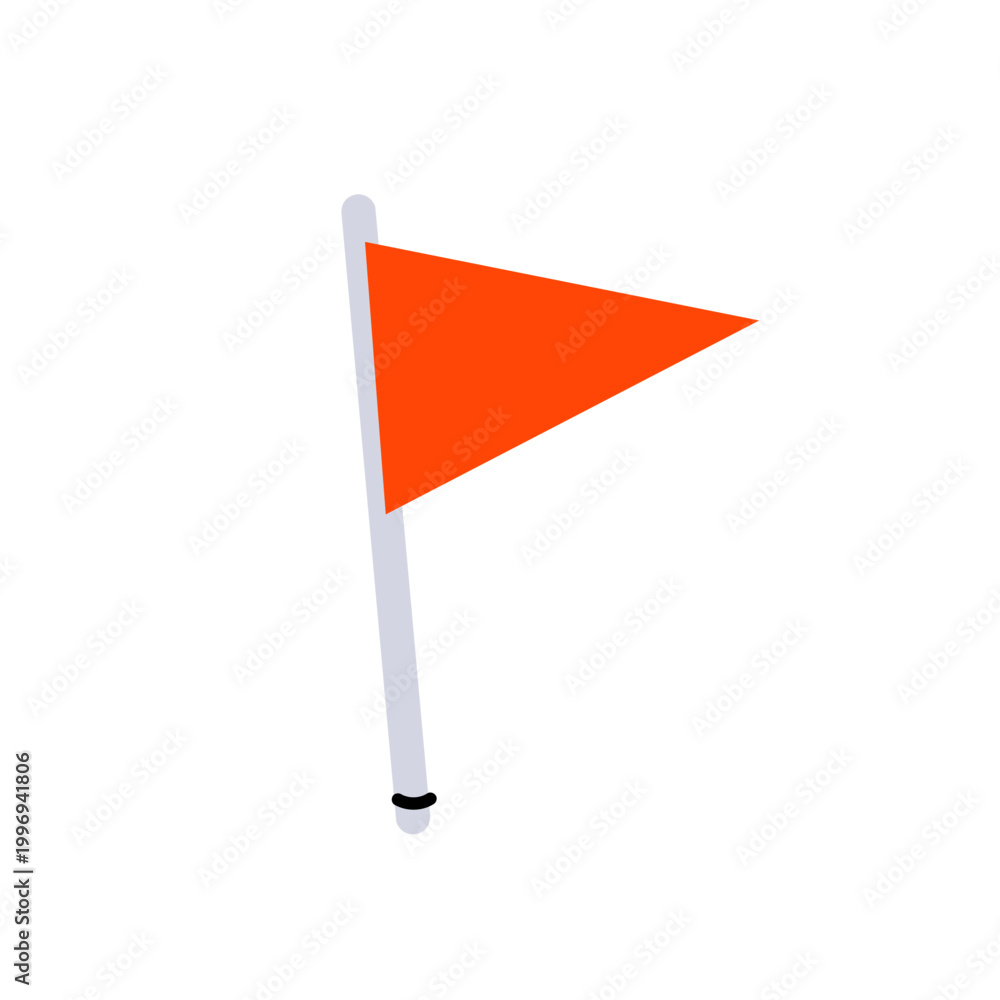 Fototapeta premium Red triangular flag on pole. Soccer corner flag or golf hole marker isolated on white background.