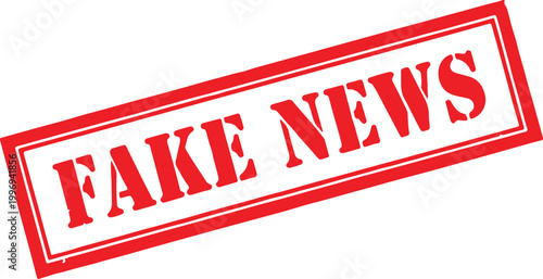 A red stamp with the words fake news on a white background