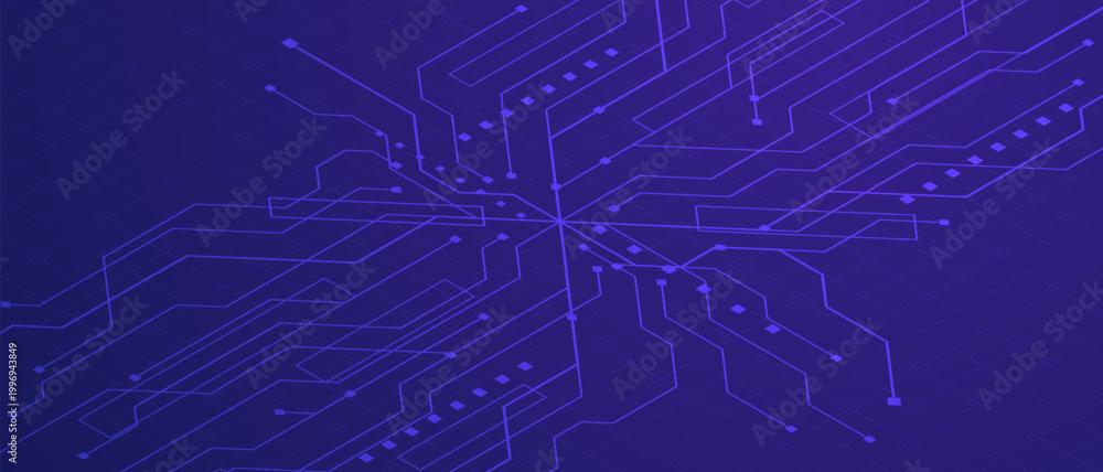 Obraz premium Abstract Circuit Line Network Technology Purple Background