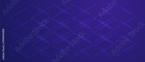 Isometric Circuit Grid Technology Purple Background