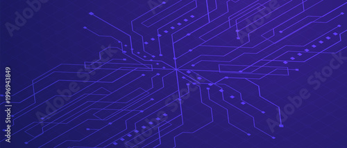 Abstract Circuit Line Network Technology Purple Background