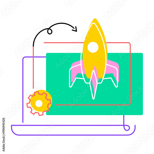 An icon of startup business designed in flat style