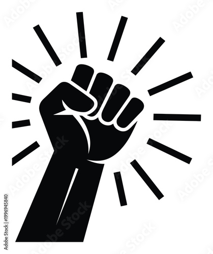 Black Fist Raised in Protest, Symbol of Power, Resistance, and Solidarity
