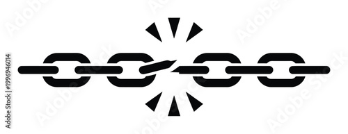 Broken Chain Link Symbol Concept of Breaking Free, Weakness, or Disconnection