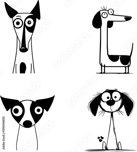 Minimalist Geometric Dog Character Set