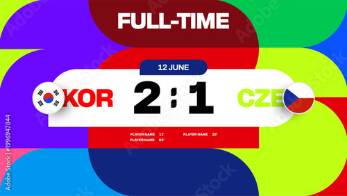 Vibrant Football 2026 Tournament Match Announcing Full-Time Score Korea versus Czech Republic