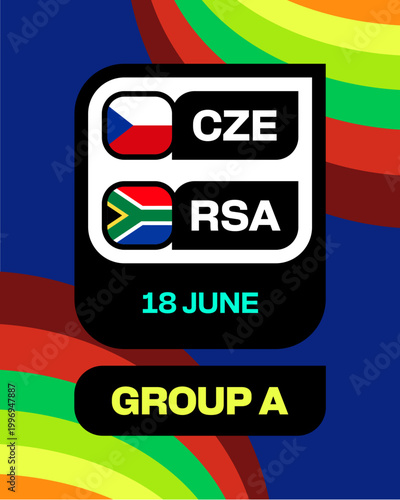 Dynamic Football 2026 Tournament Qualification Match Announcement Between Czech Republic and South Africa for Group A.