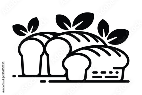 Stylized Loaf Bread with Leaves