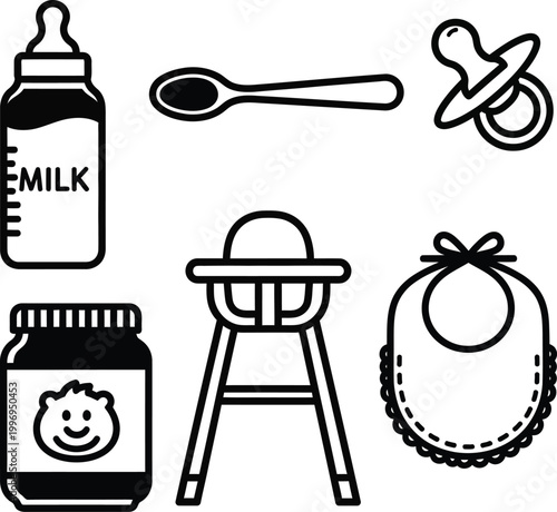 Baby feeding baby bottle milk bottle spoon pacifier chair