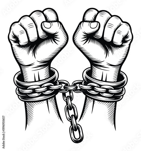 Two Fists in Chains, Symbolizing Struggle and Resistance