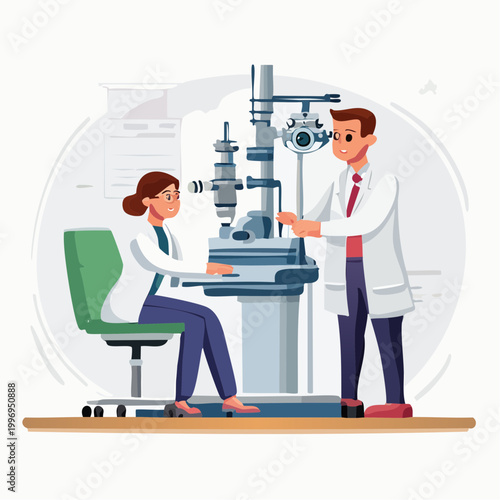 Ophthalmologist Examining Patient with Slit Lamp