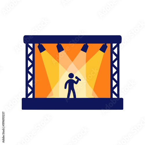 Person on stage with microphone.