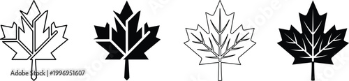 Three variations of the canadian flag within oval frames black white and red