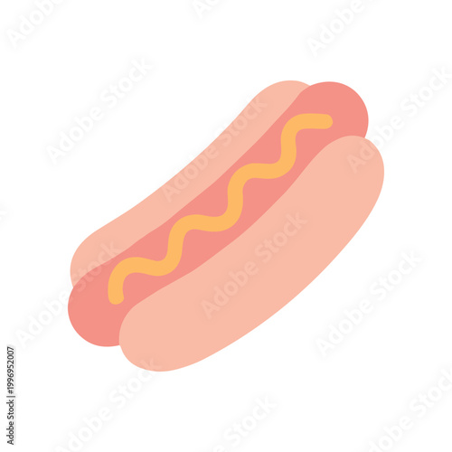 Hot dog with yellow mustard filling.