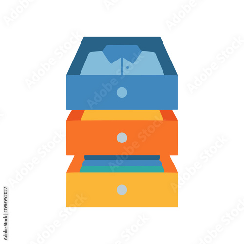 Colorful Stack of Open Drawers Boxes.