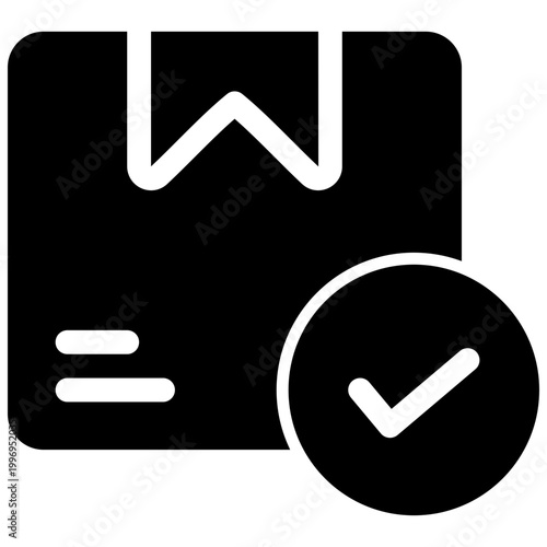 shipping confirm filled icon. checklist product solid vector illustration
