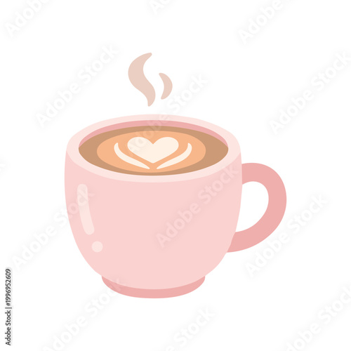 Pink Coffee Cup with Heart Design.