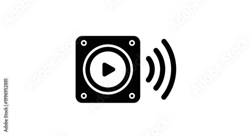 speaker icon with play button and sound waves