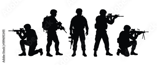 Photos Military Soldiers Silhouettes, Armed Forces Team, Combat Ready, Special Forces U