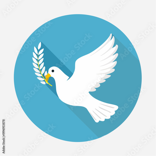 White Dove with Olive Branch Symbol of Peace