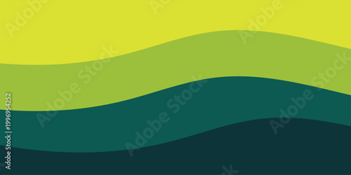 Abstract Layered Green And Yellow Wave Background With Smooth Curves Evoking Rolling Hills And Calm eps10