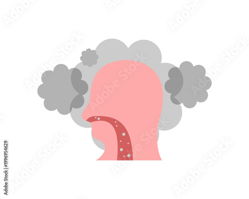 Human breathe PM2.5 dust particles air pollution icon flat vector design