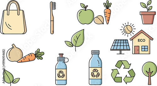 Eco friendly items and objects for sustainable living