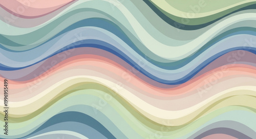A colorful wavy vector graphic with pastel shades and smooth curves