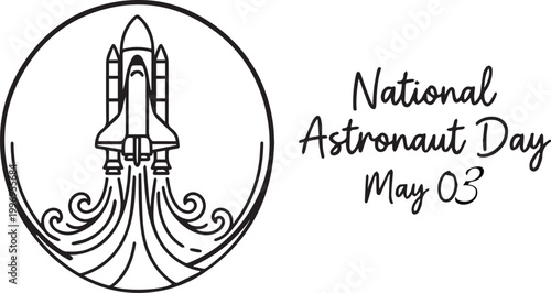 National Astronaut Day vector illustration with rocket emblem and commemorative text