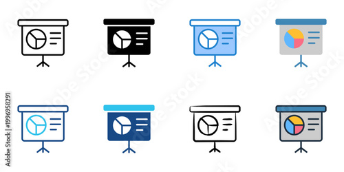 Presentation deck icons set multiple style collection. Editable stroke 
