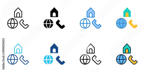 Icon set multiple style collection. Editable stroke 

