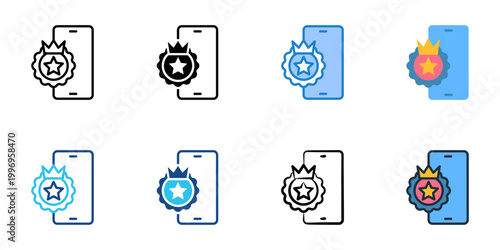 Mobile branding icons set multiple style collection. Editable stroke 
